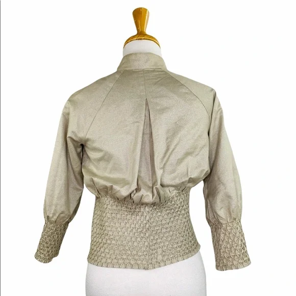 Laundry by Shelli Segal Cocktail Party Top High Neck Blouse Gold SZ 0 NWOT - Picture 5 of 9